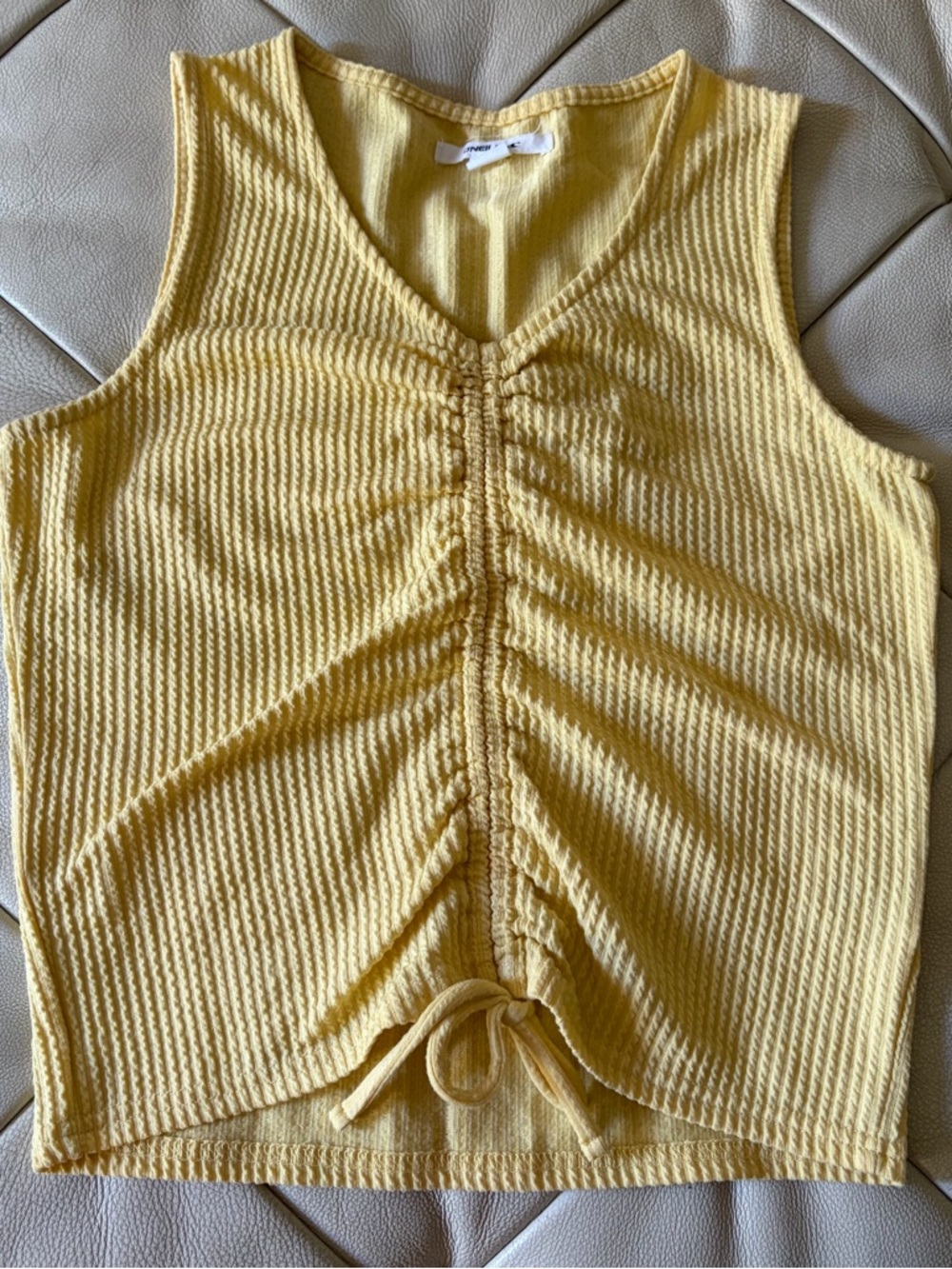 O'Neill Yellow Ruched V‑Neck Tank Top